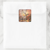 Fantasy Niedlich Glass Wüste Bird Quadratischer Aufkleber (Tasche)