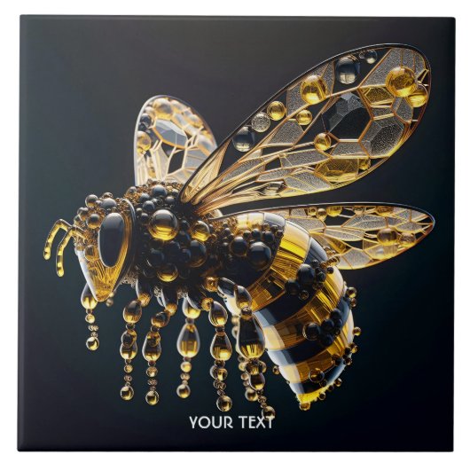 Fantasy Niedlich Glass Yellow Black Bee Fliese (Vorderseite)