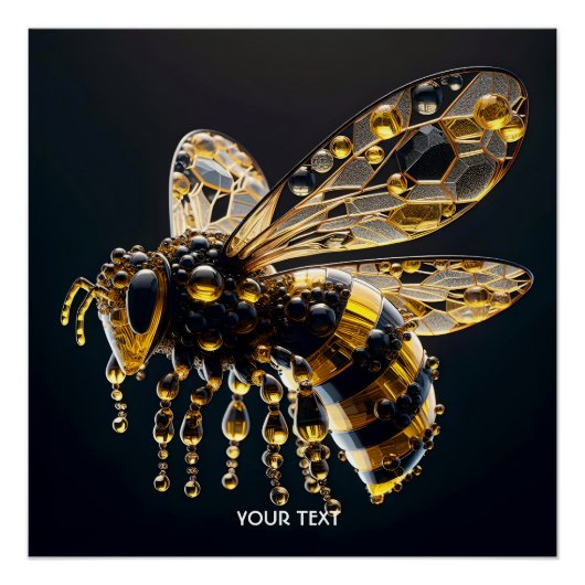 Fantasy Niedlich Glass Yellow Black Bee Poster (Vorderseite)