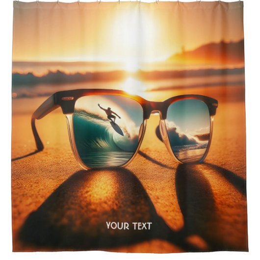 Fantasy Niedlich Glasses Sunset Beach Duschvorhang (Vorderseite)