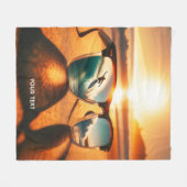 Fantasy Niedlich Glasses Sunset Beach Fleecedecke (Vorderseite (Horizontal))