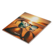 Fantasy Niedlich Glasses Sunset Beach Fliese (Seite)