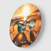 Fantasy Niedlich Glasses Sunset Beach Große Wanduhr (Winkel)