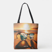 Fantasy Niedlich Glasses Sunset Beach Tasche (Rückseite)