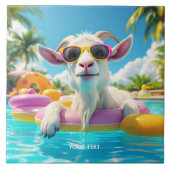 Fantasy Niedlich Goat Float Brille Fliese (Vorderseite)
