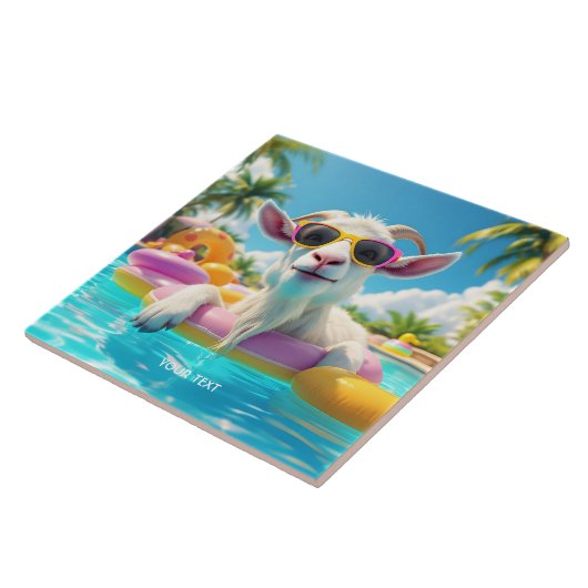 Fantasy Niedlich Goat Float Brille Fliese (Seite)