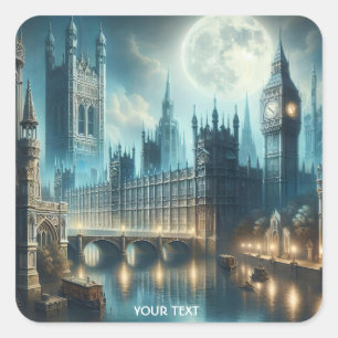 Fantasy Niedlich Gothic London Night Quadratischer Aufkleber