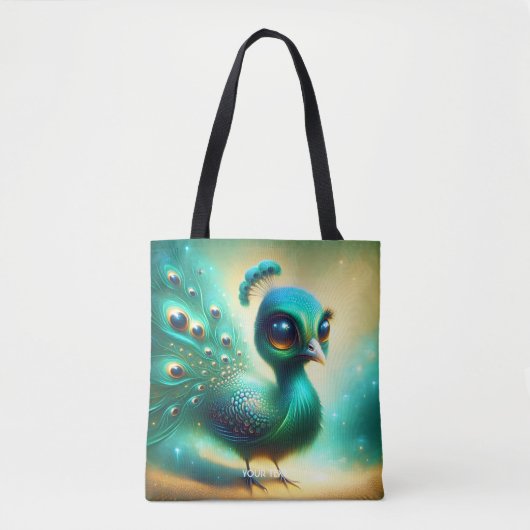Fantasy Niedlich Green Baby Peacock Tasche (Vorderseite)