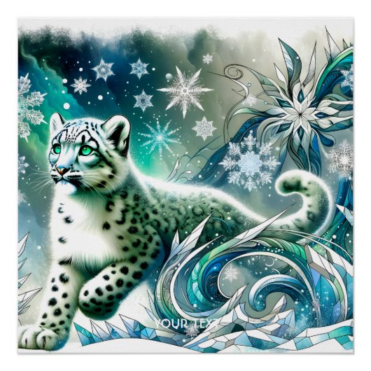 Fantasy Niedlich Green Eyes Leopard Poster (Vorderseite)