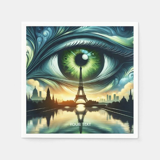 Fantasy Niedlich Green Eyes Paris Serviette (Vorderseite)