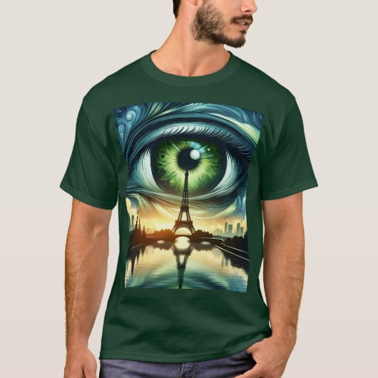 Fantasy Niedlich Green Eyes Paris T-Shirt (Vorderseite)