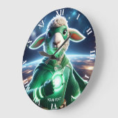 Fantasy Niedlich Green Super Lamb Große Wanduhr (Winkel)
