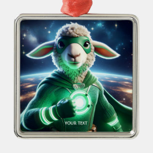 Fantasy Niedlich Green Super Lamb Ornament Aus Metall