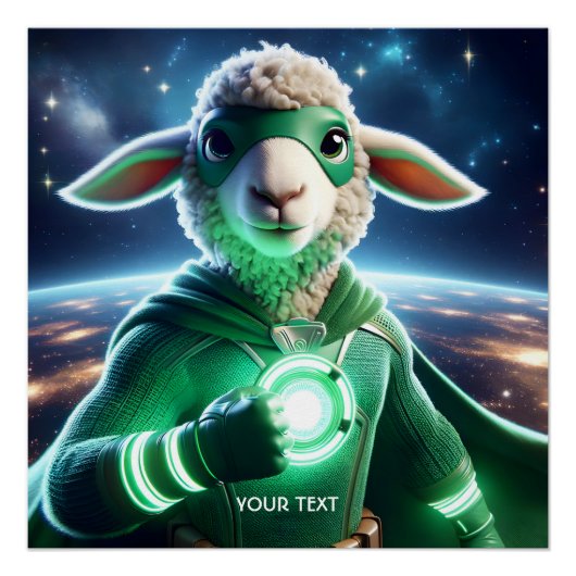 Fantasy Niedlich Green Super Lamb Poster (Vorderseite)