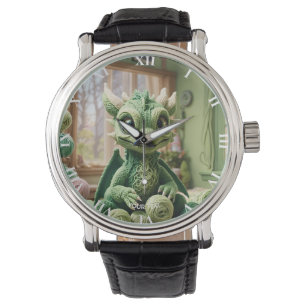 Fantasy Niedlich Green Yarn Dragon Armbanduhr