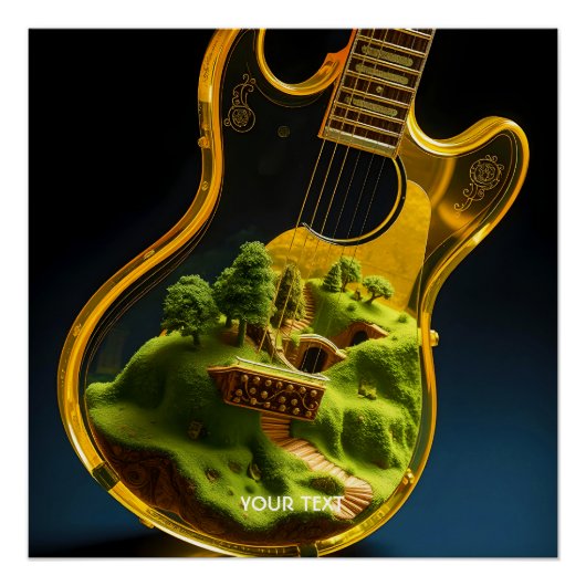 Fantasy Niedlich Guitar Forest House Poster (Vorderseite)