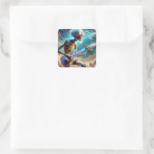 Fantasy Niedlich Guitar Strange Player Quadratischer Aufkleber (Tasche)
