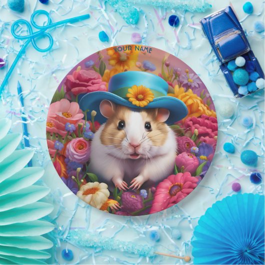 Fantasy Niedlich Hamster Hat Blume Pappteller (Party)