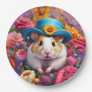 Fantasy Niedlich Hamster Hat Blume Pappteller