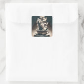 Fantasy Niedlich Handcoffee Cup Quadratischer Aufkleber (Tasche)