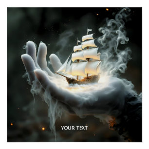 Fantasy Niedlich Handschiff Rauch Poster