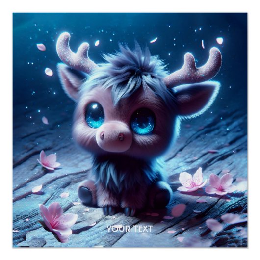 Fantasy Niedlich Happy Baby Moose Poster (Vorderseite)