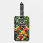 Fantasy Niedlich Happy Colorful Monkey Gepäckanhänger (Rückseite vertikal)