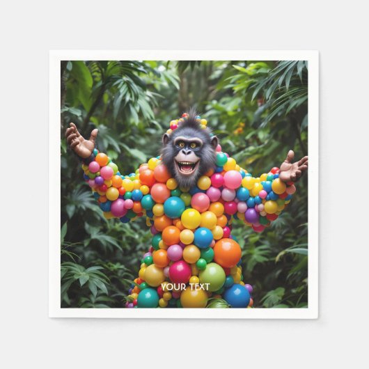 Fantasy Niedlich Happy Colorful Monkey Serviette (Vorderseite)