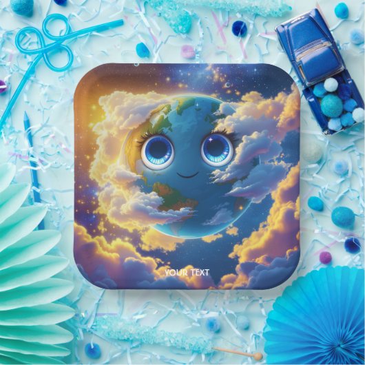 Fantasy Niedlich Happy Earth Space Pappteller (Party)