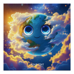 Fantasy Niedlich Happy Earth Space Poster