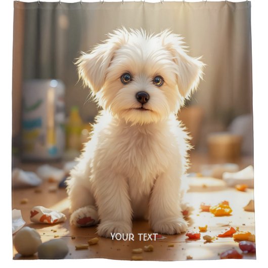 Fantasy Niedlich Happy Maltese Puppy Duschvorhang (Vorderseite)