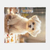 Fantasy Niedlich Happy Maltese Puppy Fleecedecke (Vorderseite (Horizontal))