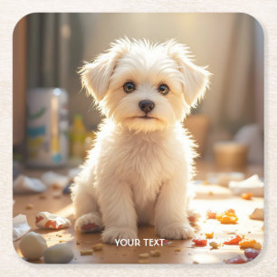 Fantasy Niedlich Happy Maltese Puppy Rechteckiger Pappuntersetzer