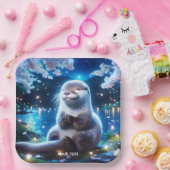 Fantasy Niedlich Happy Otter Nacht Pappteller (Party)