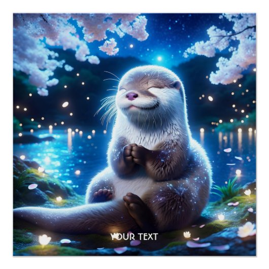 Fantasy Niedlich Happy Otter Nacht Poster (Vorderseite)