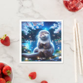 Fantasy Niedlich Happy Otter Nacht Serviette (Beispiel)