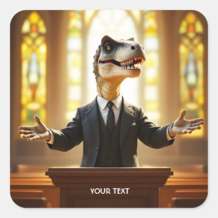 Fantasy Niedlich Happy Velociraptor Raptor Quadratischer Aufkleber