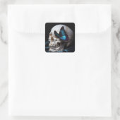 Fantasy Niedlich Head Blue Butterfly Quadratischer Aufkleber (Tasche)