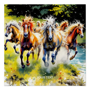 Fantasy Niedlich Herd Wilde Pferde Poster