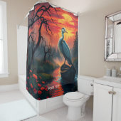 Fantasy Niedlich Heron Abend Lake Duschvorhang (Beispiel)