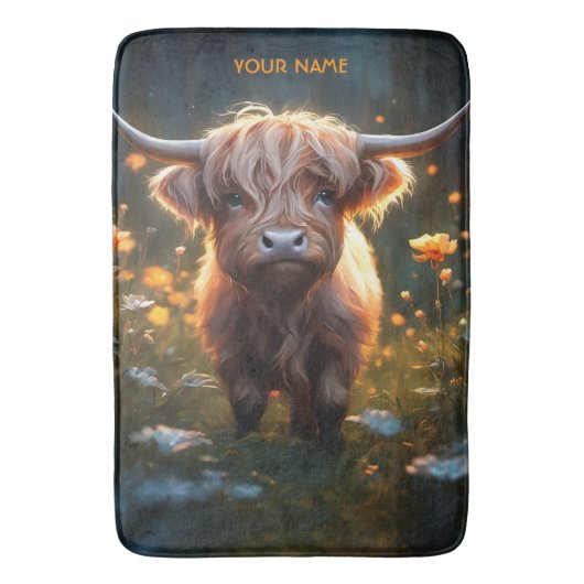 Fantasy Niedlich Highland Baby Cow Badematte (Vorderseite Vertikal)