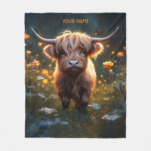 Fantasy Niedlich Highland Baby Cow Fleecedecke (Vorderseite)