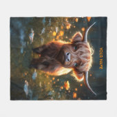 Fantasy Niedlich Highland Baby Cow Fleecedecke (Vorderseite (Horizontal))