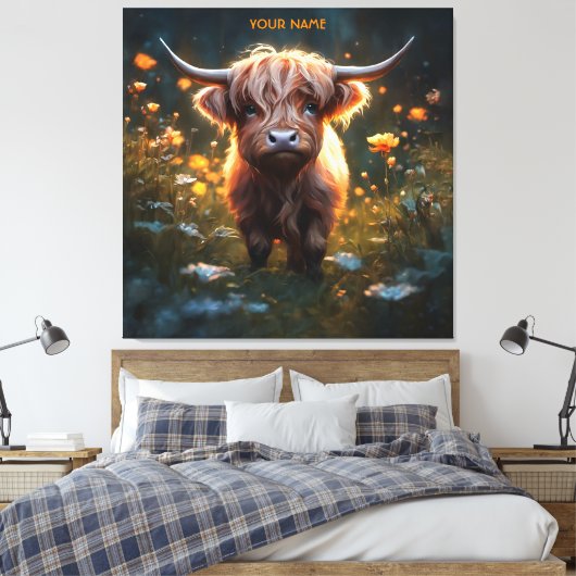 Fantasy Niedlich Highland Baby Cow Leinwanddruck (Insitu (Schlafzimmer))