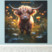 Fantasy Niedlich Highland Baby Cow Leinwanddruck (Insitu (Holzboden))