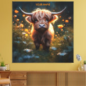 Fantasy Niedlich Highland Baby Cow Leinwanddruck (Insitu (Wohnzimmer))