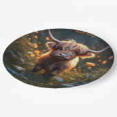 Fantasy Niedlich Highland Baby Cow Pappteller (Schrägansicht)