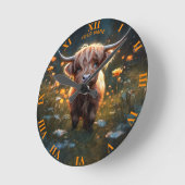 Fantasy Niedlich Highland Baby Cow Runde Wanduhr (Winkel)
