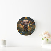 Fantasy Niedlich Highland Baby Cow Runde Wanduhr (Zuhause)