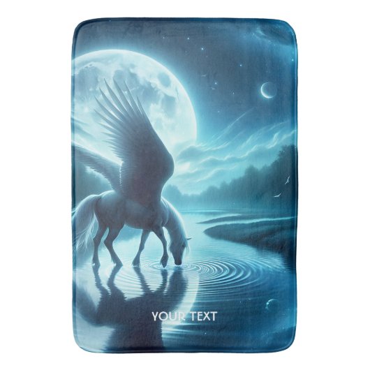 Fantasy Niedlich Horse Wings Moon Badematte (Vorderseite Vertikal)